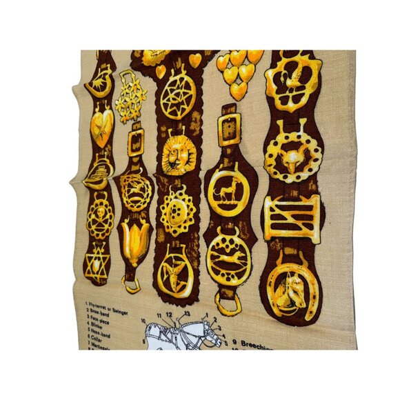 Vintage Ulster Irish Linen Tea Towel Position of Horse Brasses On Harness RARE - Picture 4 of 8